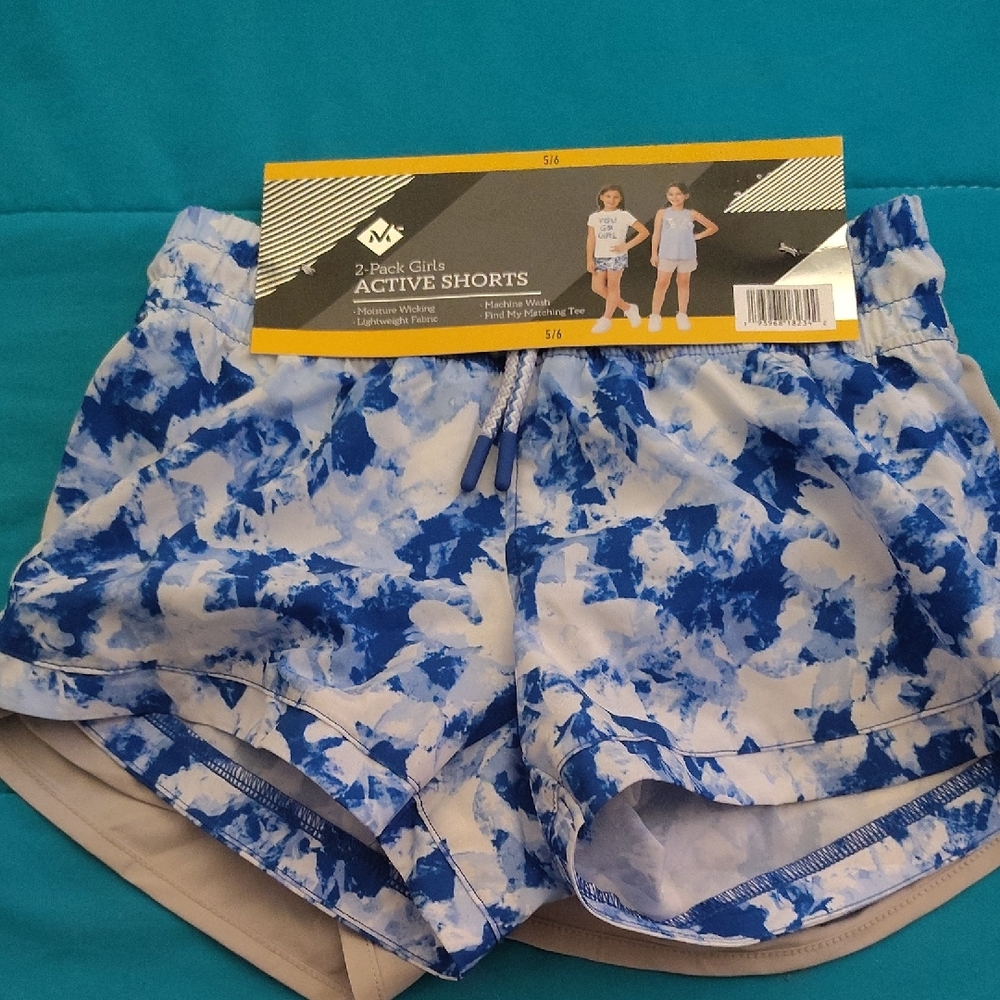 Active Blue and White Women's Shorts